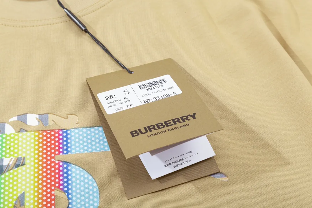 BURBERRY Logo Classic Retro Same Style T 260 Versatile : Khaki Size：XS~L